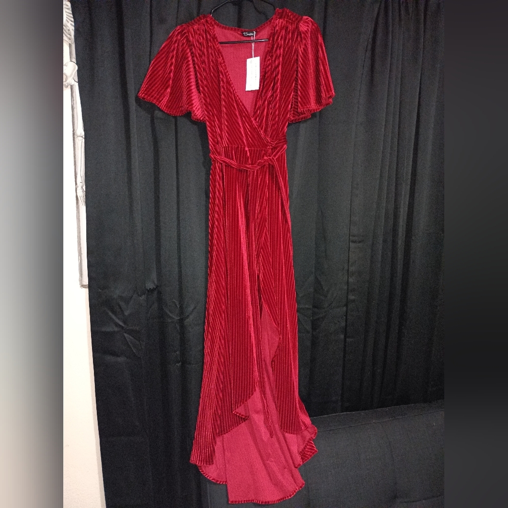 Red wrap around dress